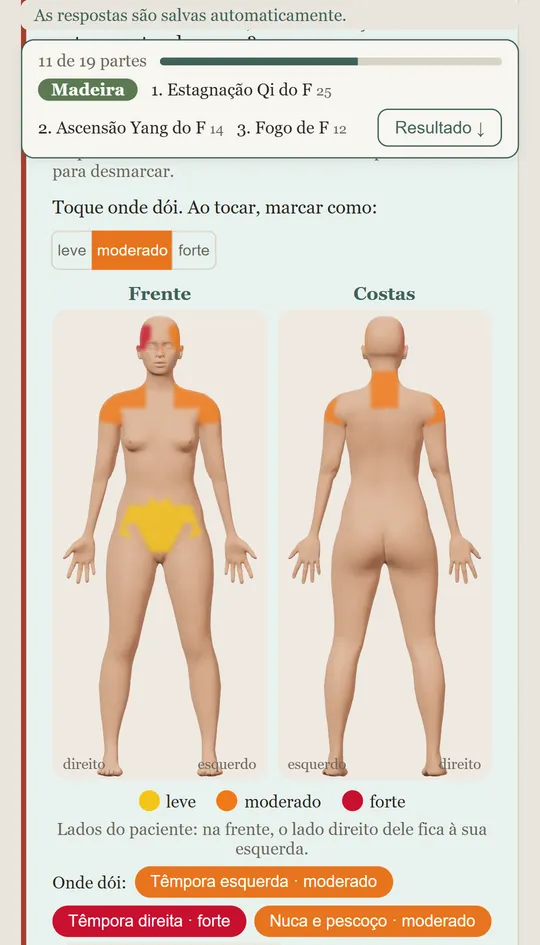 Corpo clicável para marcar onde dói