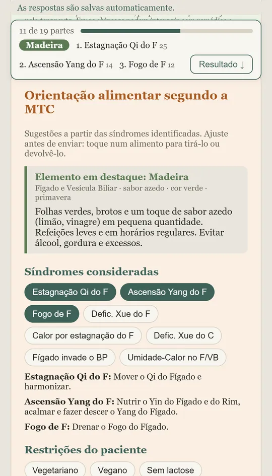 Orientação alimentar na ficha
